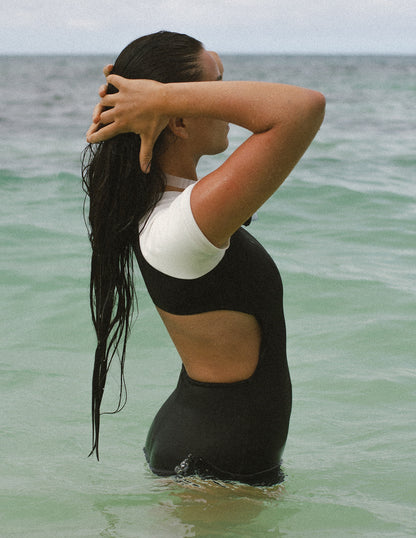 Signature Short Sleeve Surf Suit - Midnight & Coconut
